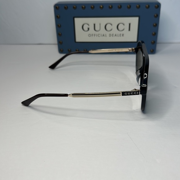 💯 - New - GUCCI GG0829SA 002 aviator sunglass black and ruthenium frame with… - Picture 7 of 16